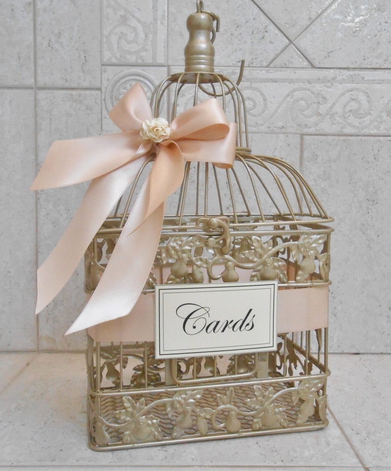 Champagne Gold  and Blush Wedding Card Box  Wedding Card