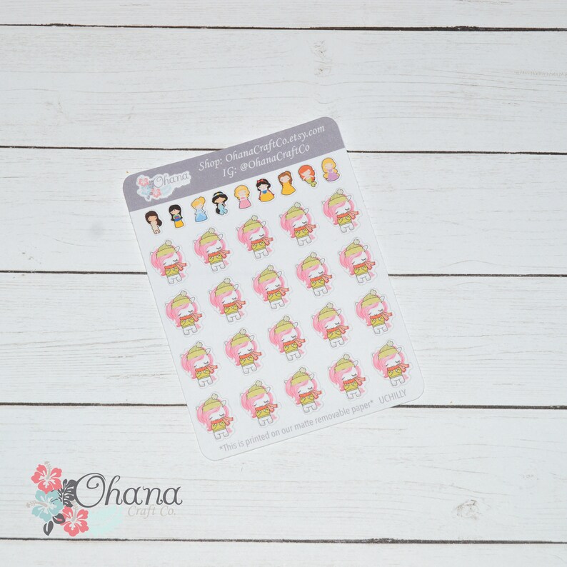 Chilly  Lysa the Unicorn  Mini Sticker Sheet  Life Planner