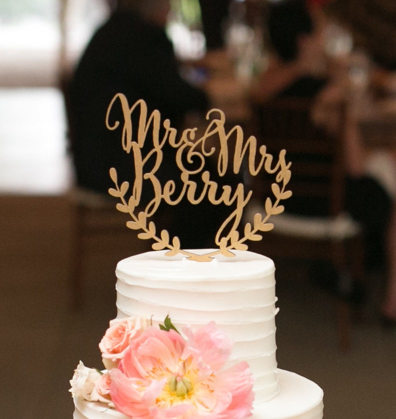 Custom wedding cake topper personalized cake topper rustic
