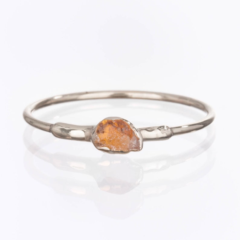 Dainty Raw Citrine Ring Sterling Silver Ring Stacking Rings
