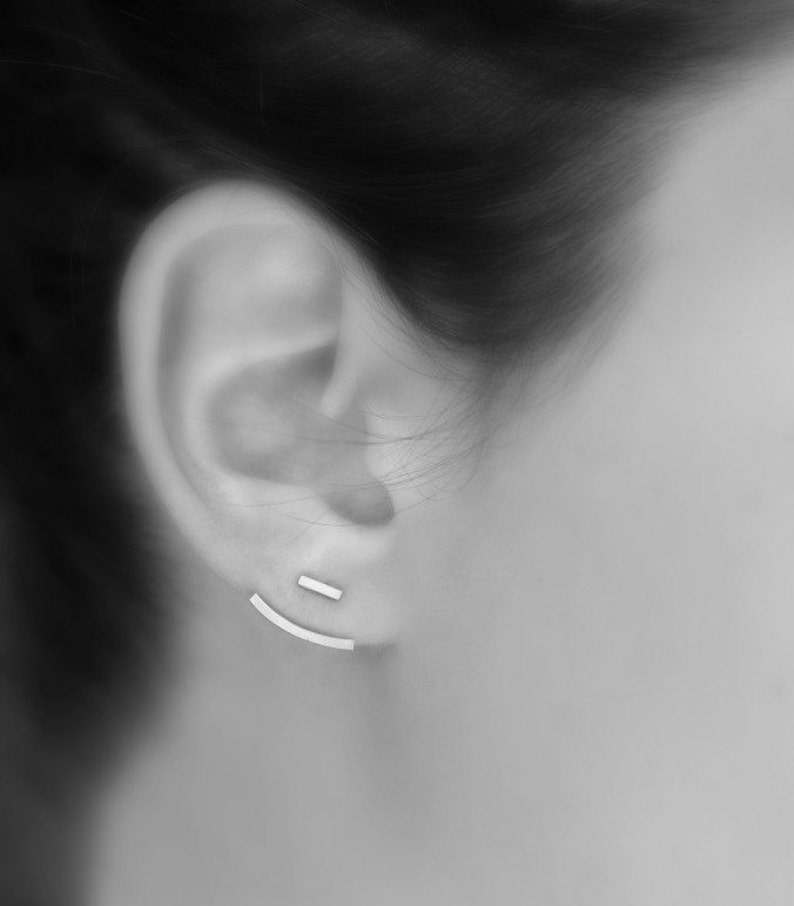 Ear jackets  sterling silver earrings  silver bar or pearl