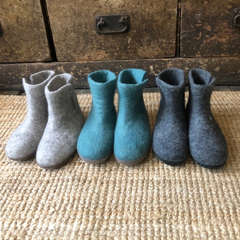 Fair Trade Handmade Eco Felt Unisex Slipper Boots Suede Soles