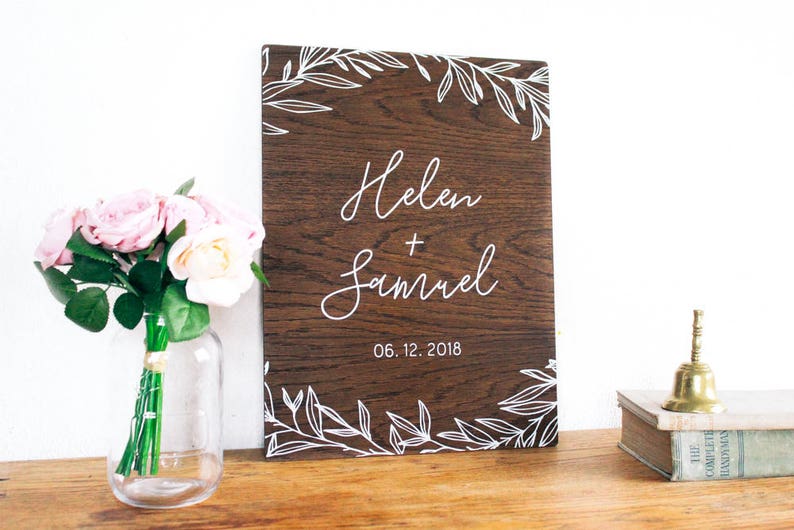 Floral Wedding Sign Custom Wedding Sign Wooden Wedding Sign