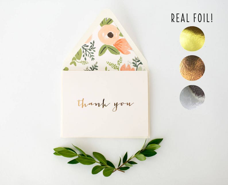 Foil pressed thank you cards / wedding thank you cards / gold
