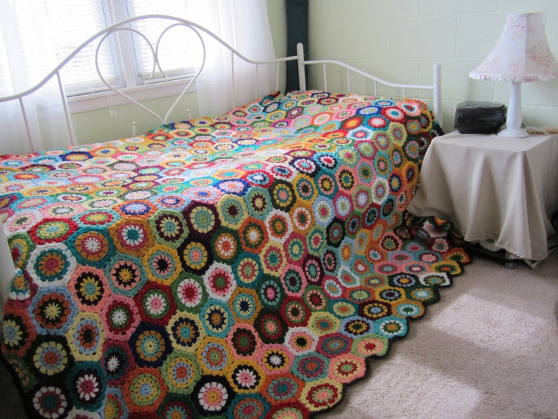 Granny Square Crochet Queen size  Afghan