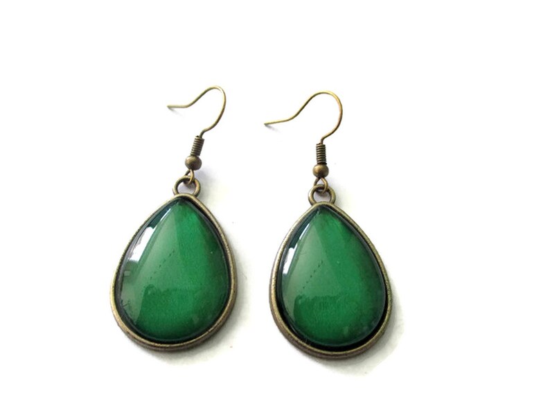 Green teardrop EARRINGS Resin DROP EARRINGS Green earrings