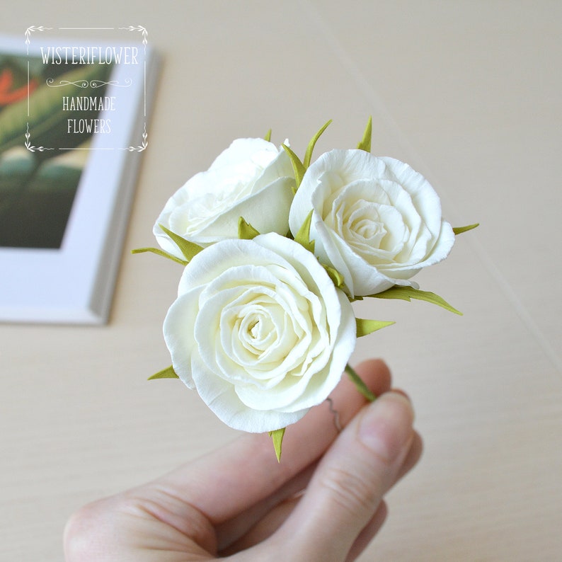 Ivory Rose hair pin Wedding hair pin Flower hairpin Floral