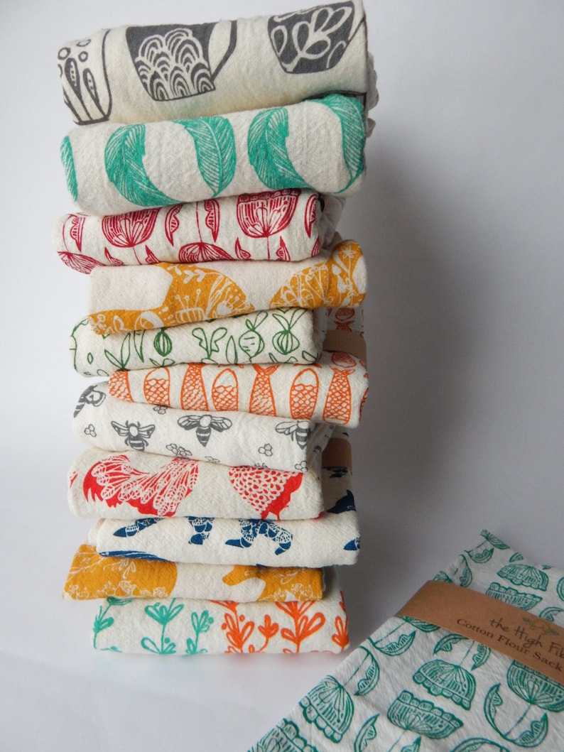 Kitchen Towels Hand Printed Kitchen Towel Sets Choose Your