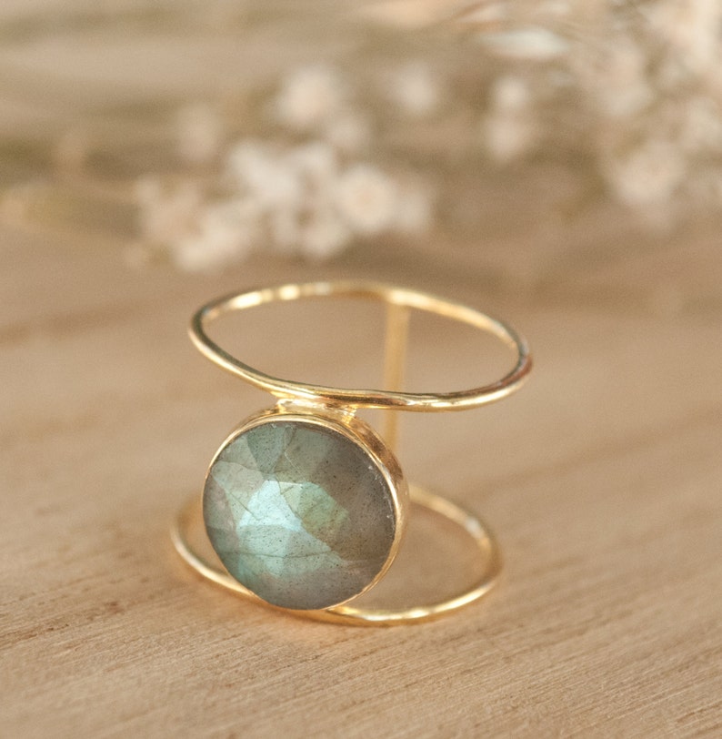 Labradorite Ring  Gold Ring  Statement Ring  Gemstone Ring