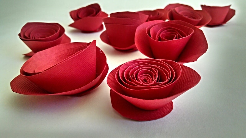 Red Paper Flowers Red Roses Red Table Decor