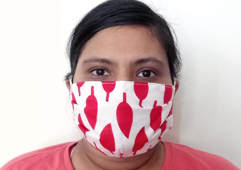 Red White Face Mask Reusable Cotton Mask Fabric Face Mask
