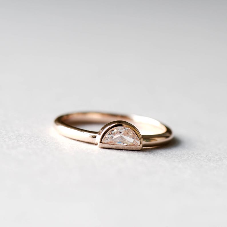 Rose Gold Half Moon Ring 925 Sterling Silver Rose Gold Ring