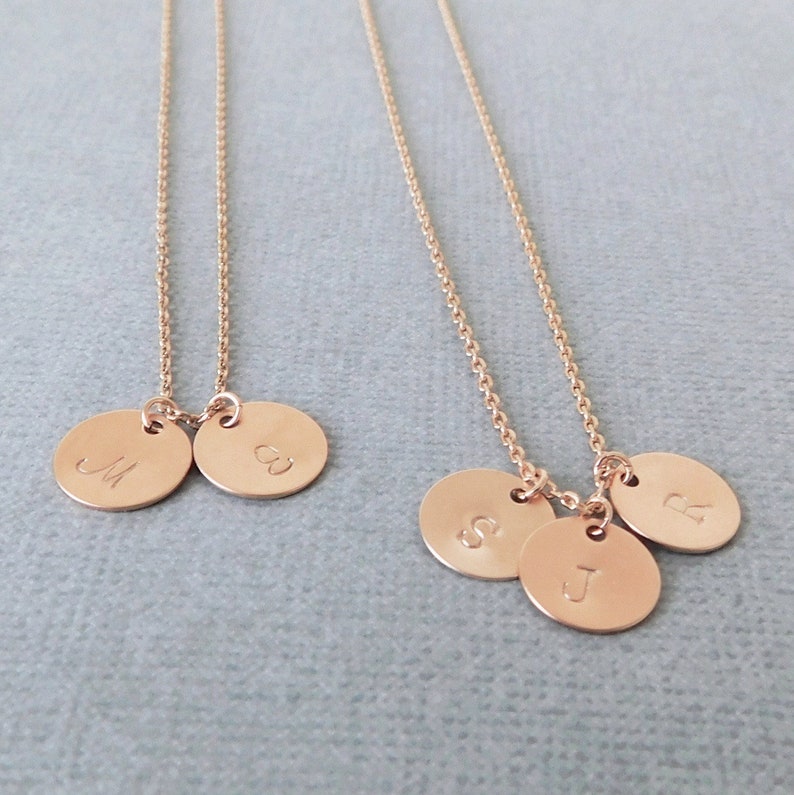 Rose gold Initial necklace Personalized disc necklace