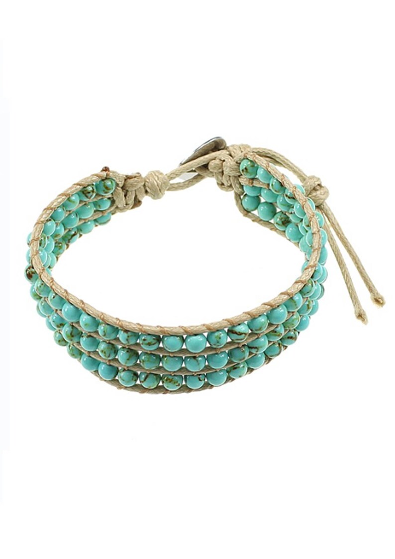 Turquoise bead cord bracelet adjustable bracelet chunky