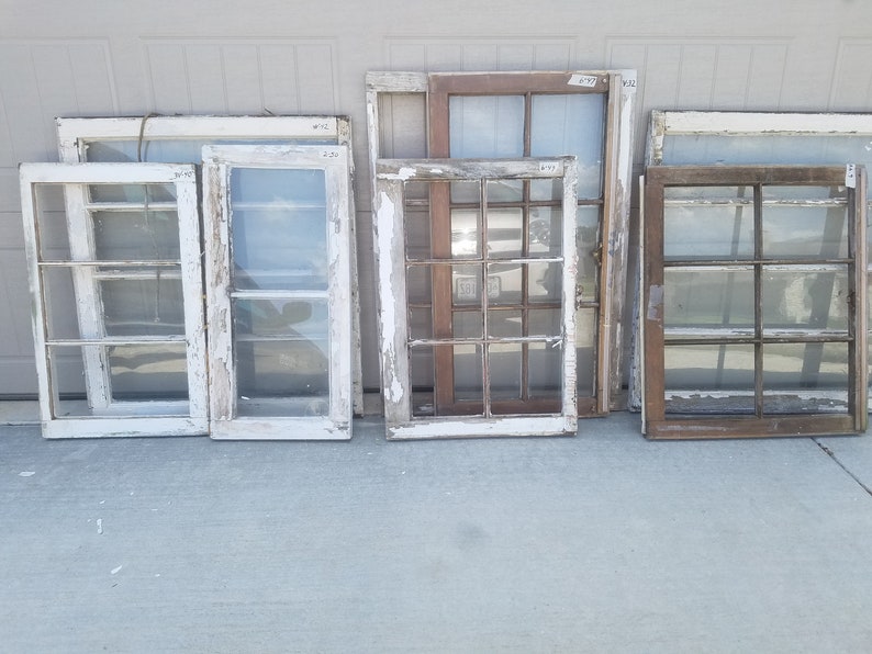 Vintage Farm Windows Multi-Pane Chippy Paint