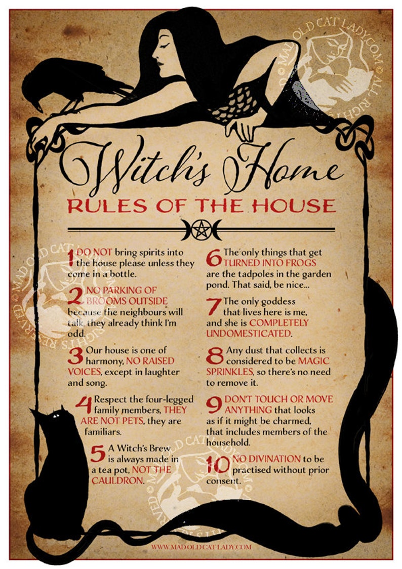 Witch’s Home  Rules of The House A4 art print