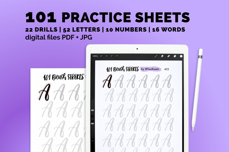 101 worksheets Brush Lettering Calligraphy Practice drills