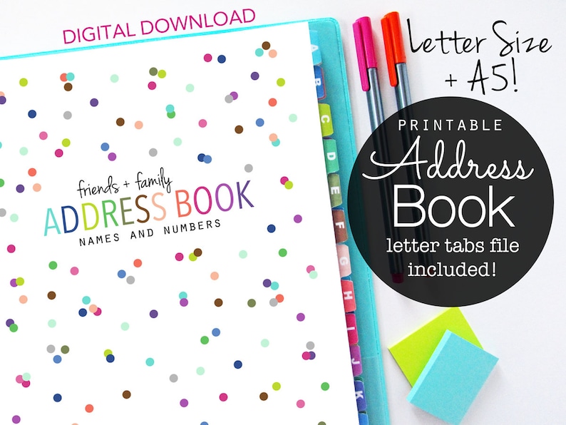 Address Book Printable Pages Planner Inserts Contacts