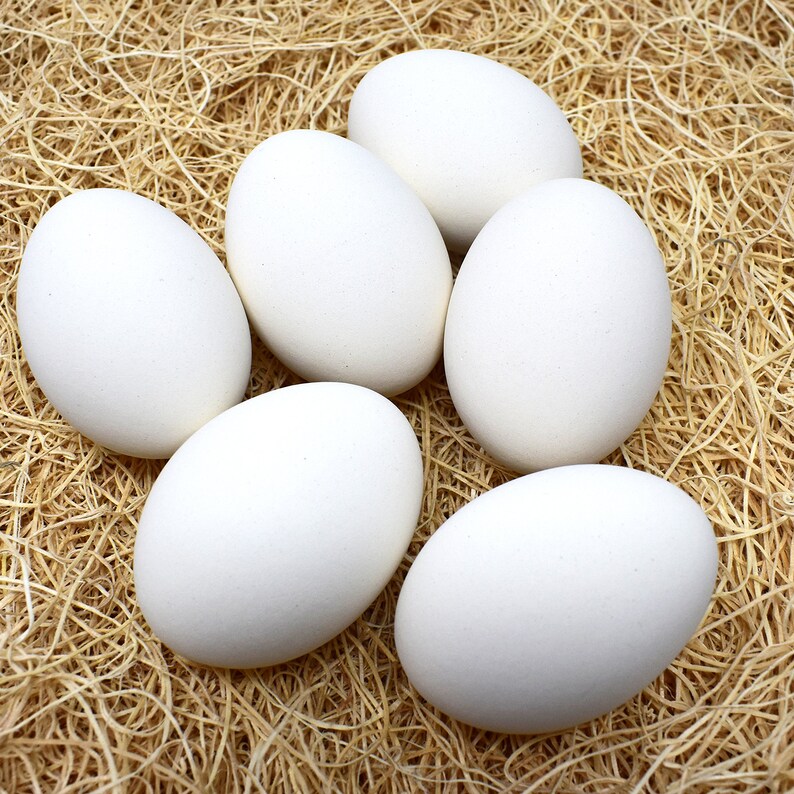 Ceramic Hen Eggs white  6 pack