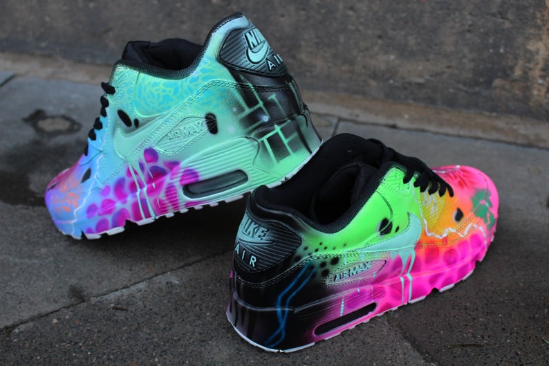 Custom Nike Air Max 90 Funky Galaxy Colours Graffiti Airbrush