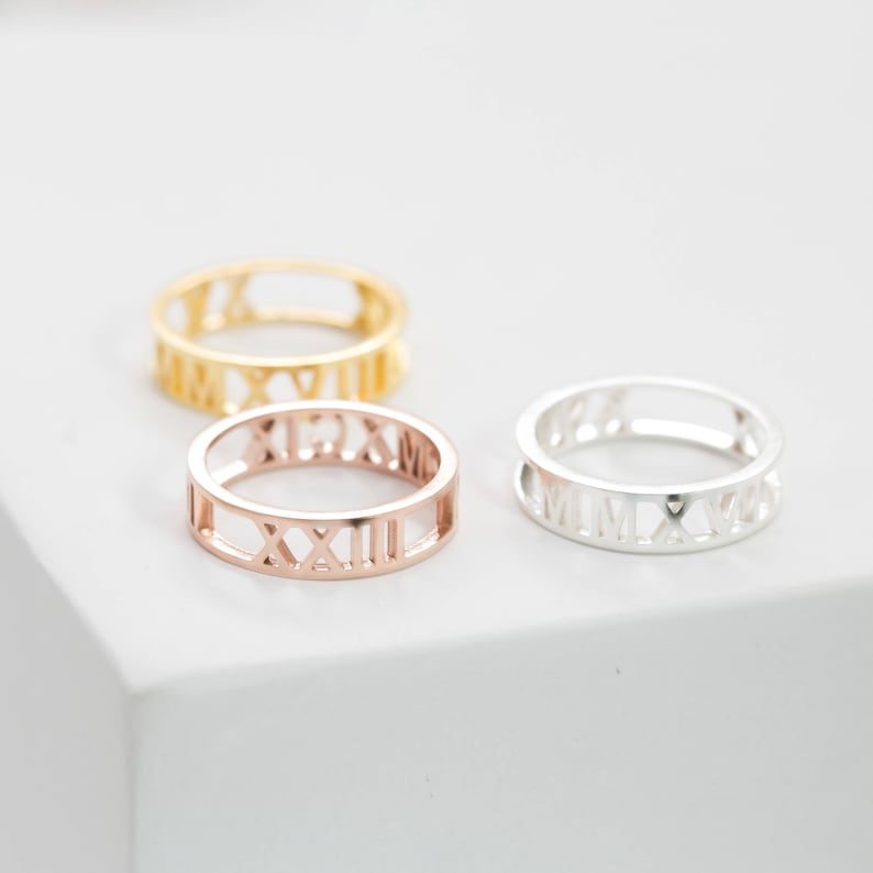 Custom Roman Numerals Ring Date Ring Personalize Numeral » Petagadget