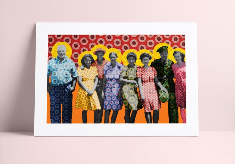 Custom portrait  Family portrait African fabric art A3