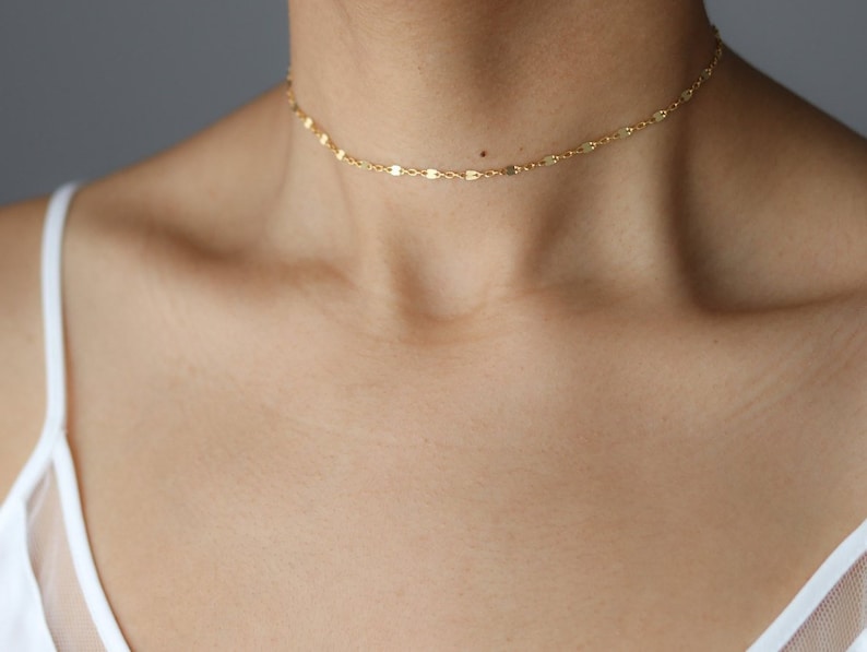 Dainty Gold Choker Necklace  Gold Chain Choker  Delicate