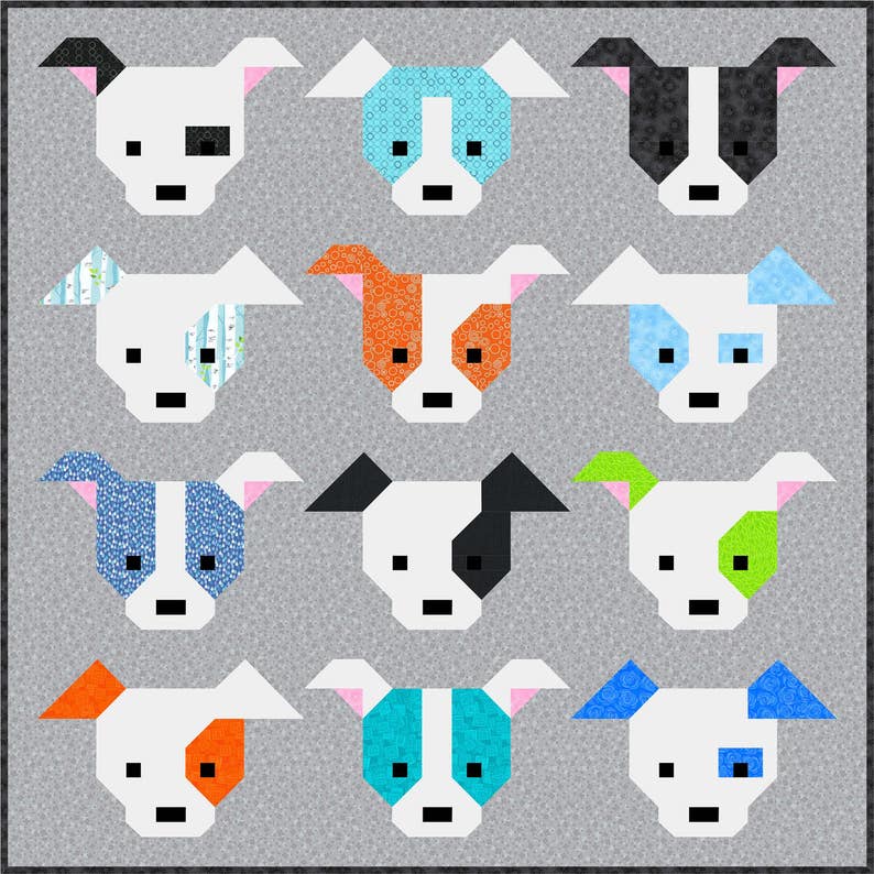 Dog Gone Cute Quilt Pattern PDF Instant Download modern