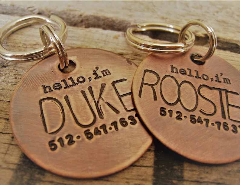 Dog Tag  Hand Stamped Pet ID Tag  Personalized Pet  Tag