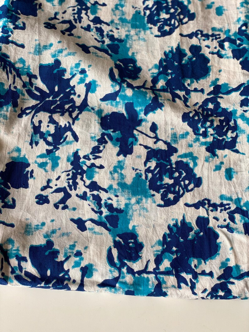 Floral Batik Print in Indigo and white fabric by the yard