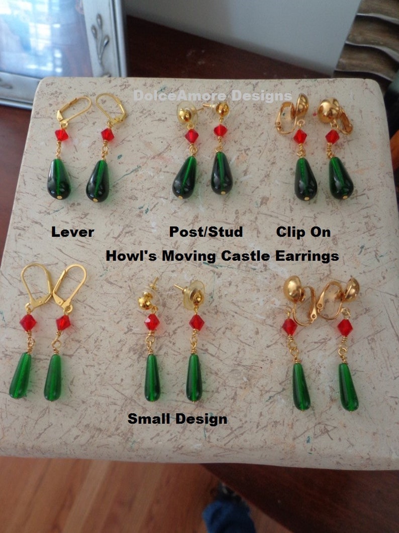 Howl's Moving Castle Earrings in Gold Plate  one pair of