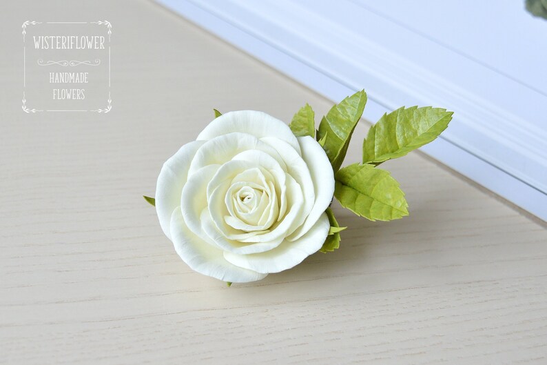 Ivory rose hair clip Rose hair accessory for women Ivory
