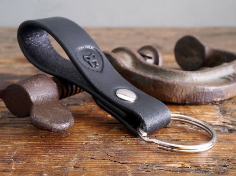 Leather Key Fob Leather Key Chain  Riveted Leather Keyring