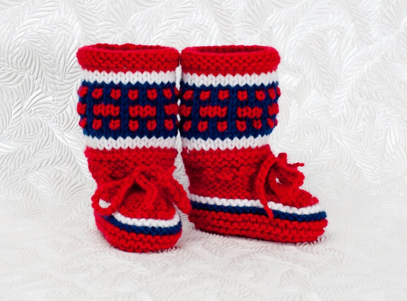 Montreal Canadiens Inspired Baby Boots-Knitted Baby Booties