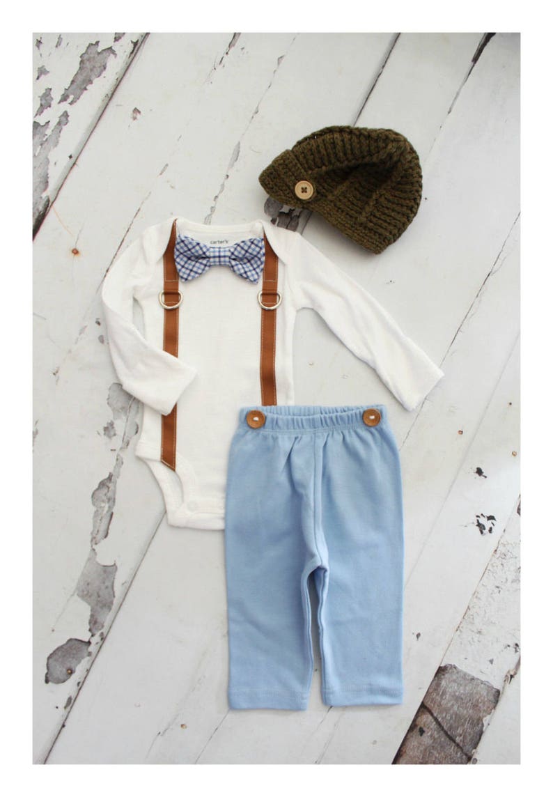 Newborn Baby Boy Coming Home Outfit Set up to 4 Items. Bow Tie
