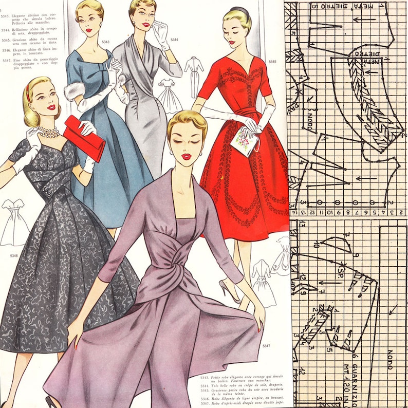 PDFs of vintage 50s pattern drafting system  instant download