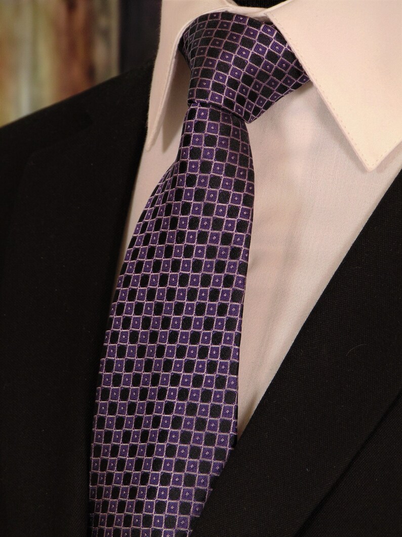 Purple and Black Tie  Mens Black and Purple Necktie for