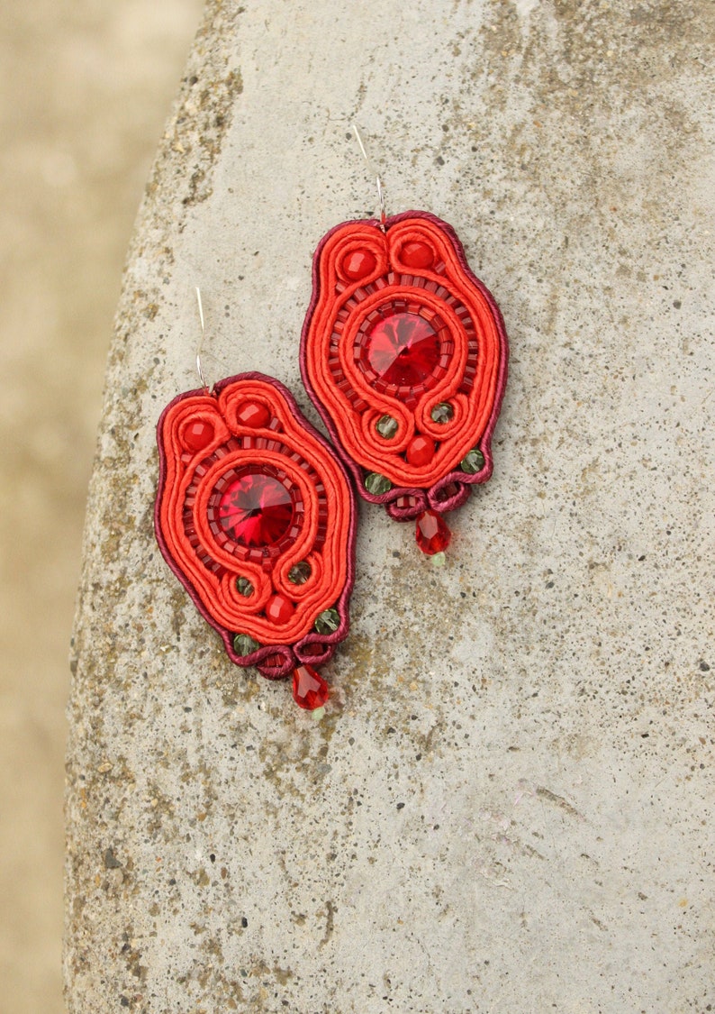 Ruby Red Earrings Crystal Earrings Gift For Women Capri Red