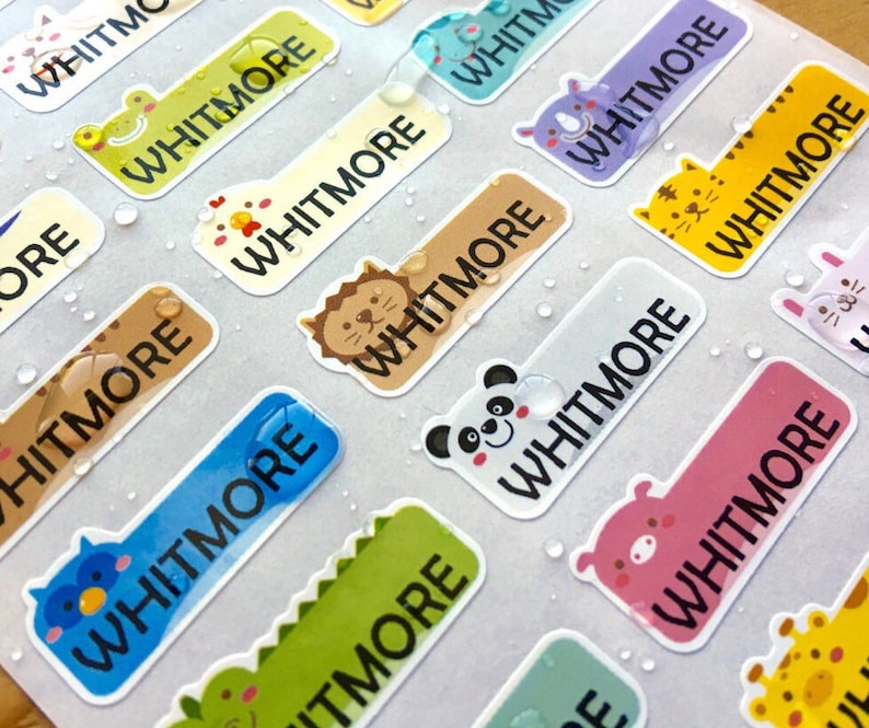 SPECIAL DEAL  Cute Animal Small Waterproof Name Stickers