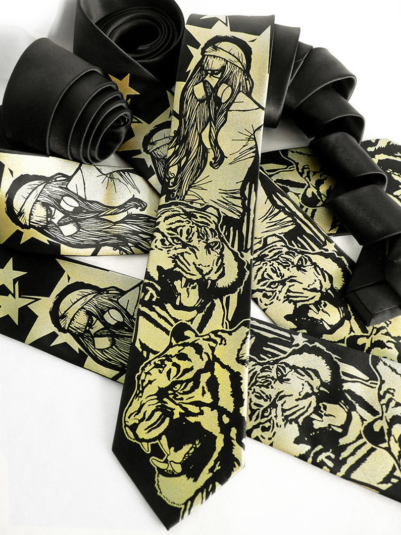 Tiger Necktie Gas Mask Necktie Tiger Tie Post Apocalyptic