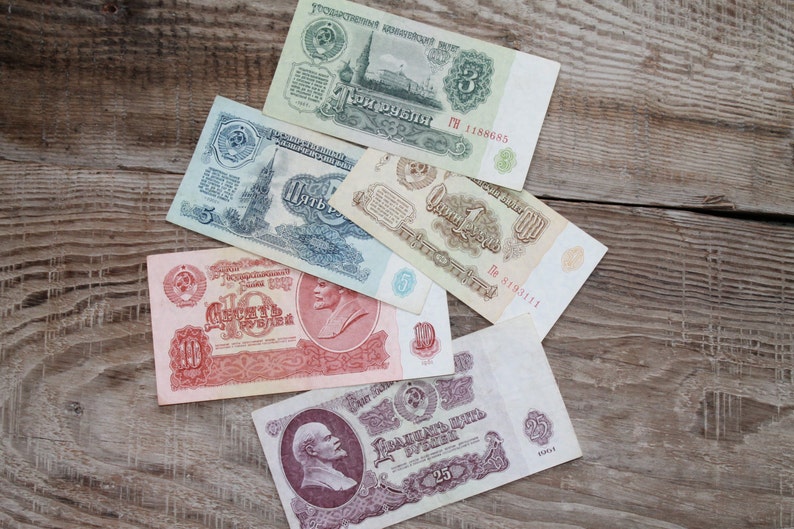 Vintage Soviet Banknotes / Paper Money  Set of 5 …1961