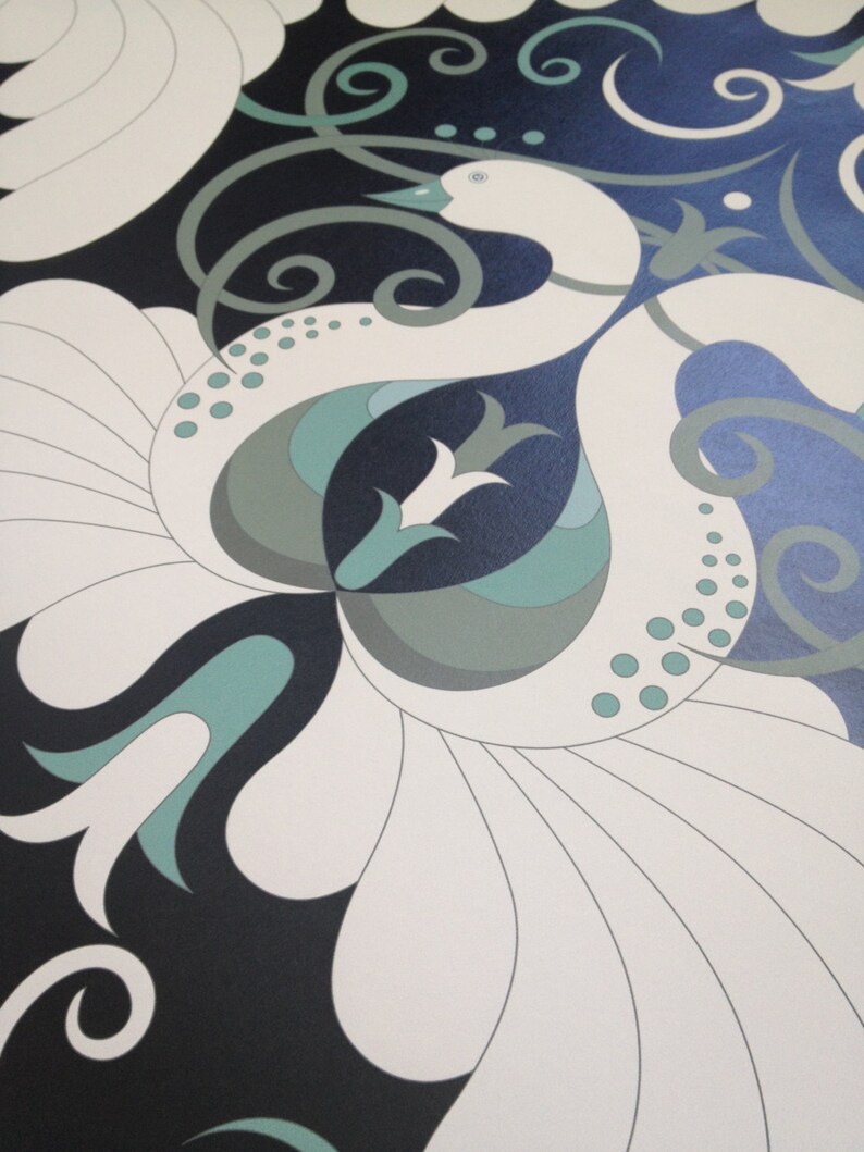Wallpaper Roll  Peacock Jade Unpasted on matte paper