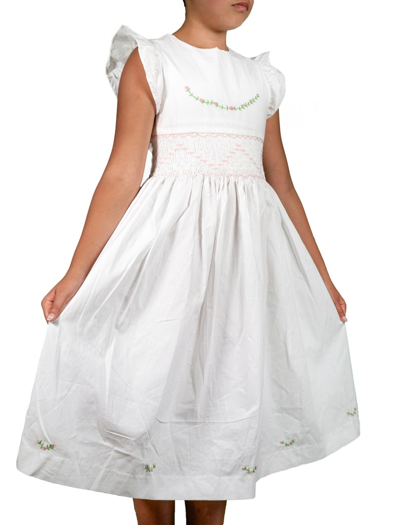White cotton girl dress flower girl dress handmade