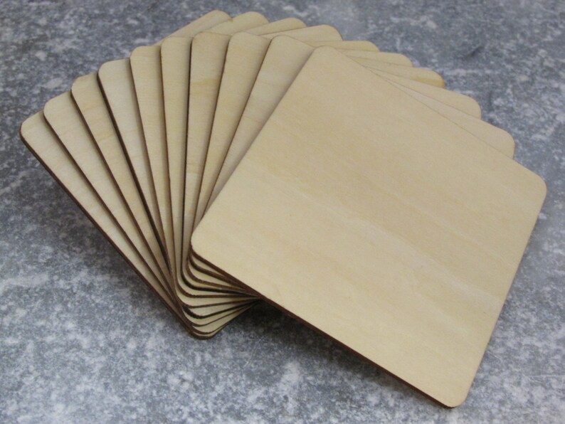 Wooden Square Coasters Shapes 10cm Craft Supplies Squares