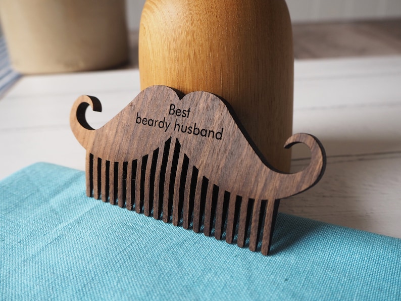 Wooden personalised beard moustache comb