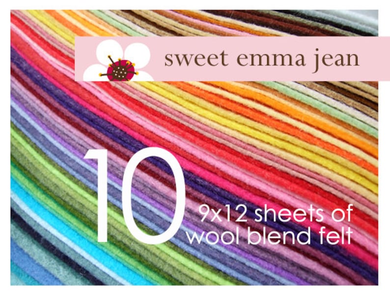 Wool Felt Sheets  Choose Any Ten 10  Wool Blend Felt
