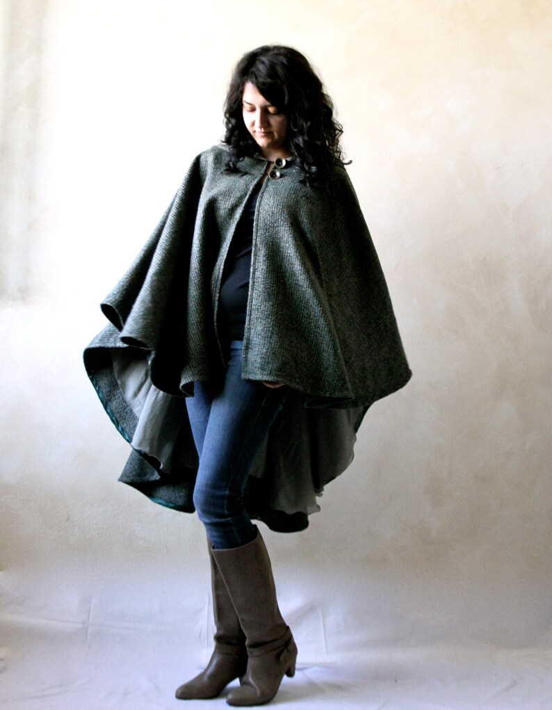 Wool cape women cape hooded cloak winter cape hooded cape
