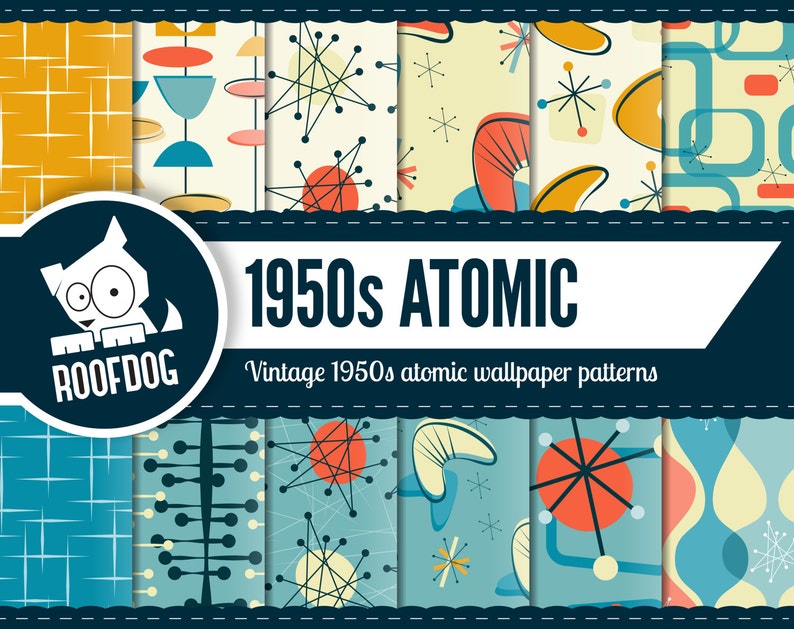 Atomic digital paper  1950s Atomic pattern  mid century