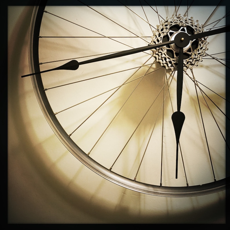 Bike Wheel Clock Large Wall Clock Steampunk Cyclist Gift