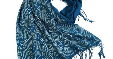 Crashing Waves scarf. Japanese textile motif pashmina. Bamboo